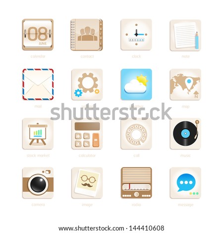 apps icons set retro style. Vector illustration eps10