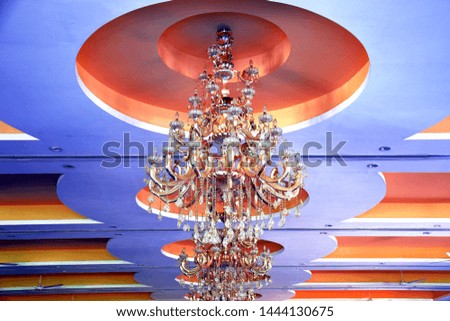 
rooftop beautiful chandelier with blue background