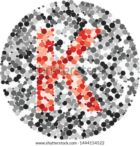 K letter color distributed circles dots illustration