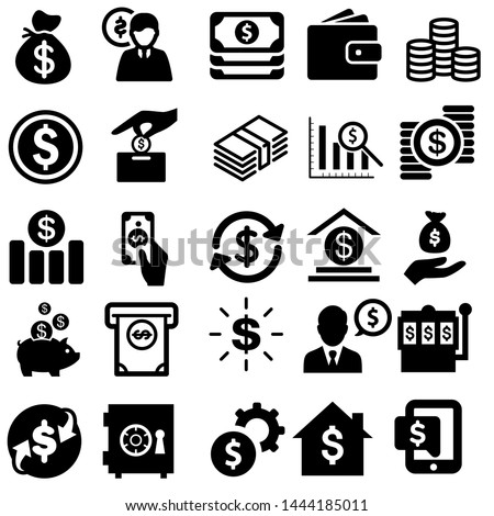 Money vector icon set. Bank illustration sign collection. Dollar symbol. Finance logo. Royalty-Free Stock Photo #1444185011