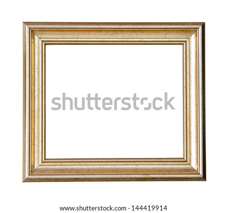 Gold photo frame isolated on white background