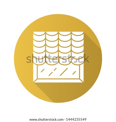 Austrian shades flat design long shadow glyph icon. Room darkening decoration. Living room interior design. House decor. Window curtain, blinds, treatments. Vector silhouette illustration