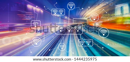 Wifi theme with abstract high speed technology POV motion blur