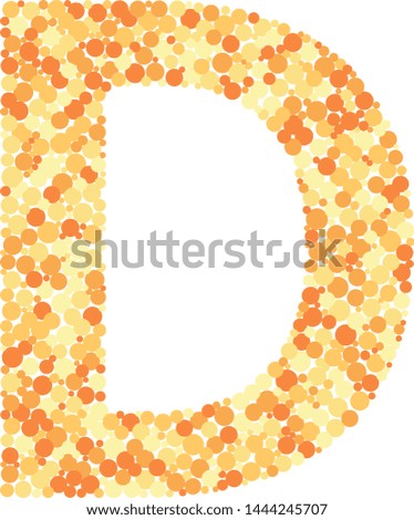 D letter color distributed circles dots illustration