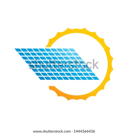 Solar energy logo template, vector clean energy icon design
