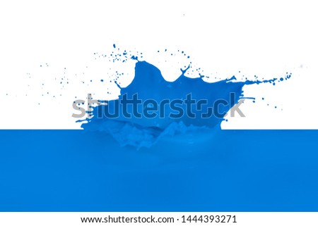blue paint splashing isolated on white