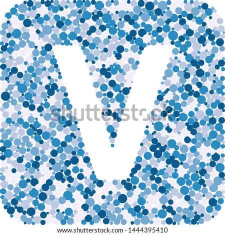 V letter color distributed circles dots illustration