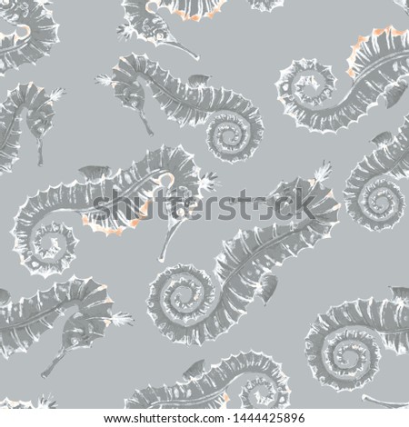 Watercolor seamless pattern with seahorses. Bright summer print. Exotic pattern. Can be used for any kind of design 