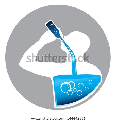 Man Drinking bottled water diagram vector