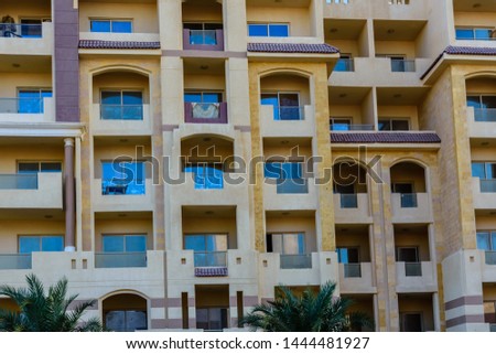 Facade of modern residential building in Hurghada, Egypt