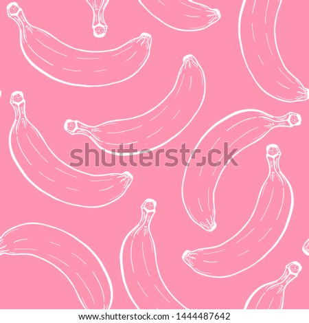 Modern seamless pattern for fabric design with line banana. Vector hand drawn illustration for print design.