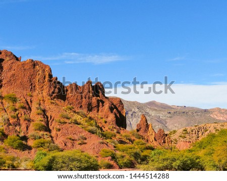 Rock formations in the Canon Del Inca, Tupiza Chichas Range, Andes, Southwestern Bolivia, South America