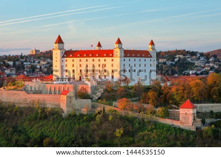 Bratislava castle over Danube river in the old town of Bratislava city, Slovakia