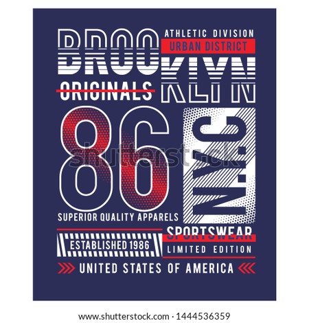 BROOKLYN 86 typography, tee shirt graphics, vectors - Vector