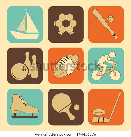 sports icons over cream background vector illustration