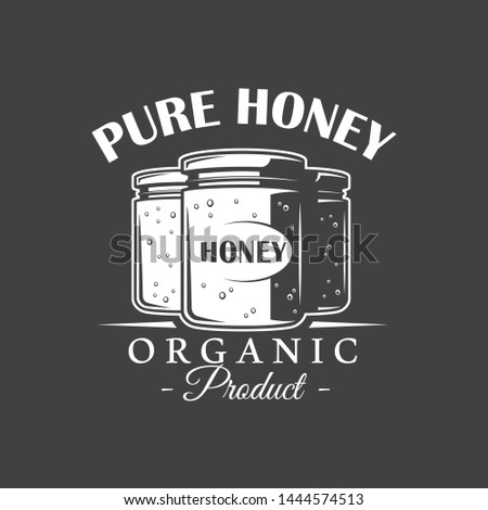 Vintage honey label isolated on black background. Vector illustration