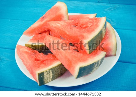 Vintage photo, Watermelon containing natural vitamins and minerals, delicious healthy dessert concept