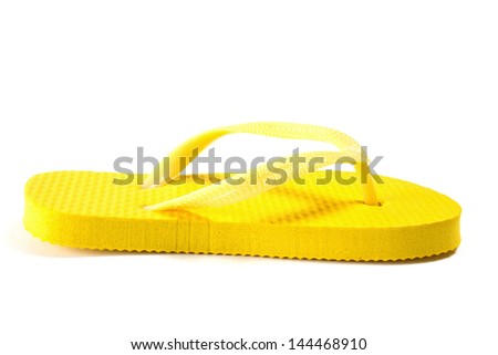 yellow summer flip flop isolated on white background