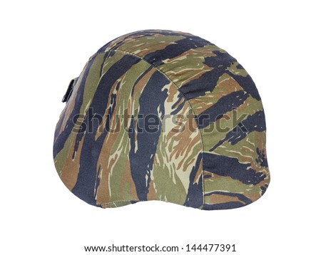 Kevlar helmet tiger stripe camouflage isolated on white