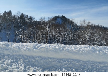 Landscape of winter roadside in Hokkaido, Japan