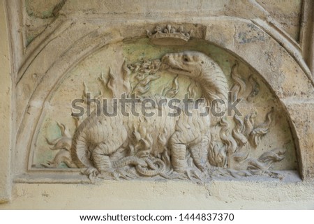 The crowned salamander of King Francis I at the Square Leopold-Achille in Paris