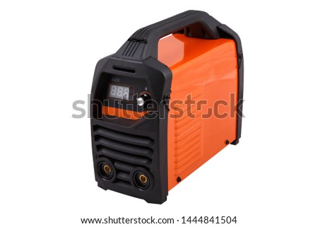 The invertor welding machine for MMA type welding. Orange color isolated on white background