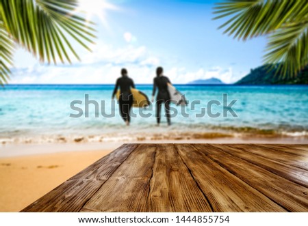 table background of free space and summer beach background 