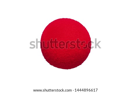 Red foam nose on a white background. Red nose day Royalty-Free Stock Photo #1444896617