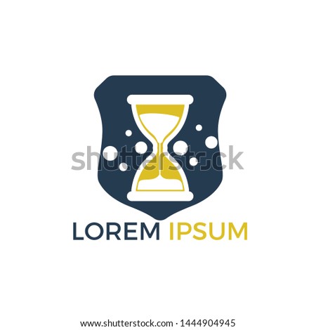 Hourglass logo design. Sandglass concept simple icon vector design. Logotype hourglass for clock production, saving time sale, shop, store.	