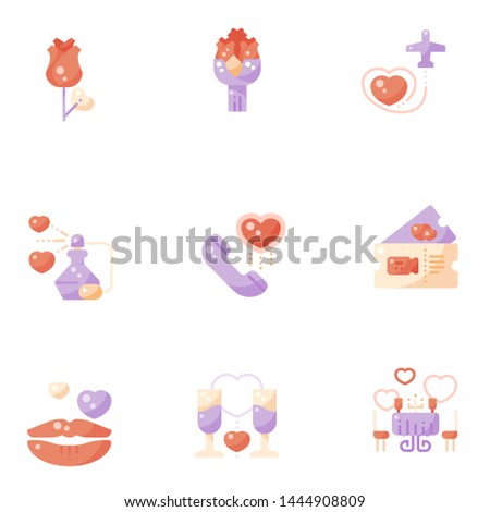 Vector hearts set. Perfect Love symbol. Valentine's Day sign, emblem isolated on white background with shadow, Flat style for graphic and web design