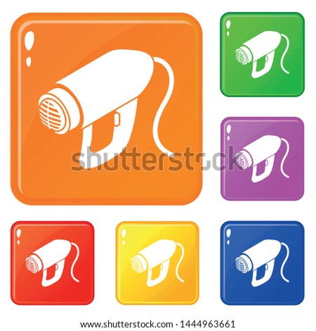 Heat power tool icons set collection vector 6 color isolated on white background