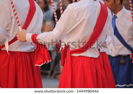 Traditional Basque dance festival on the street