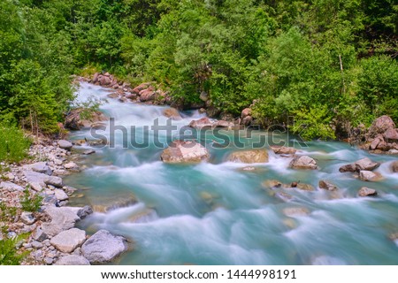 Mountain river in the alps. Photo taken at long exposure.