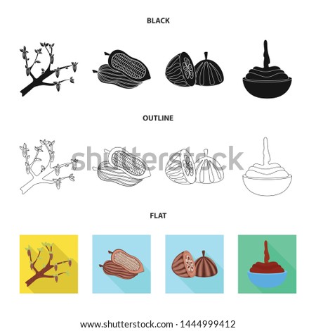 Vector illustration of food and yummy logo. Set of food and brown vector icon for stock.