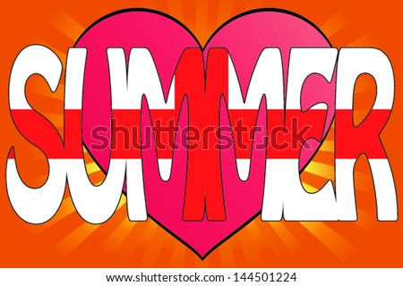 Vector Illustration of Summer Love with the Flag of England