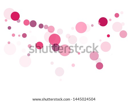 Polka dots confetti vector background. Holiday backdrop. Greeting or invitation card backgound. Splash of polka dot elements. Pink magenta round elements scatter flying.