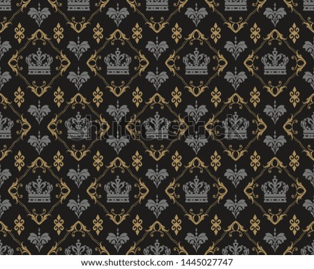 Royal background pattern. Retro style background image. Dark seamless pattern. Texture wallpaper. Vector image