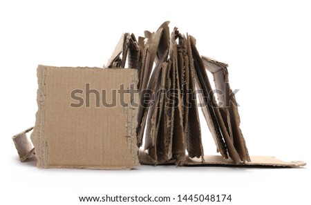 Cardboard stack for recycling isolated on white background