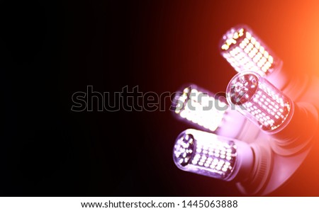 LED elements in the lamp. Lamps with diodes. Many bright lights from the diode lamp.
