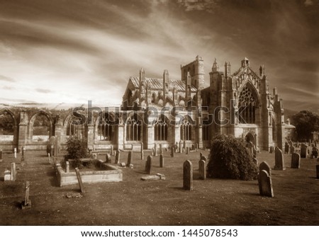 Melrose Abbey, Scottish Borders. A ruined monastery founded by King David 1 of Scotland in 1136