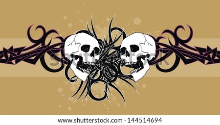 skull tribal tattoo vector background in vector format very easy to edit