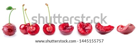 Slices of cherry isolated on white Royalty-Free Stock Photo #1445155757