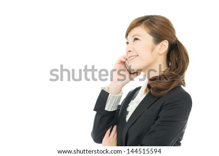 Beautiful asian businesswoman isolated on white background