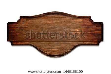 wooden dark plate, isolated on white background