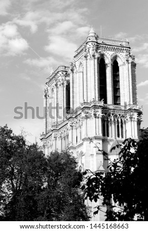Notre-Dame de Paris Cathedral View. Parisian Architecture. Iconic Historical Landmarks of Paris, France. 