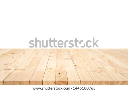 Beautiful texture wood table top texture on white background.For create product display or design key visual layout.clipping path