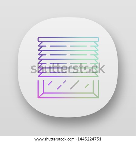 Venetian blinds app icon. House and office window jalousie. Home interior design. Darkening window treatments. UI/UX user interface. Web or mobile applications. Vector isolated illustrations