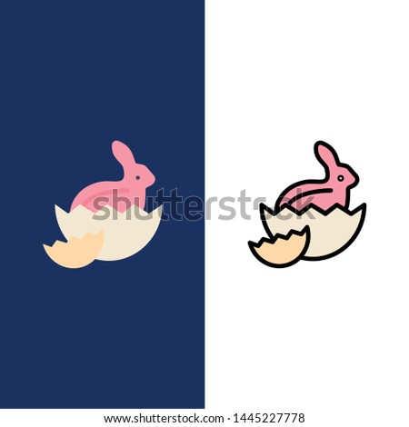 Rabbit, Easter, Baby, Nature  Icons. Flat and Line Filled Icon Set Vector Blue Background