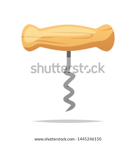 Wooden corkscrew vector isolated illustration