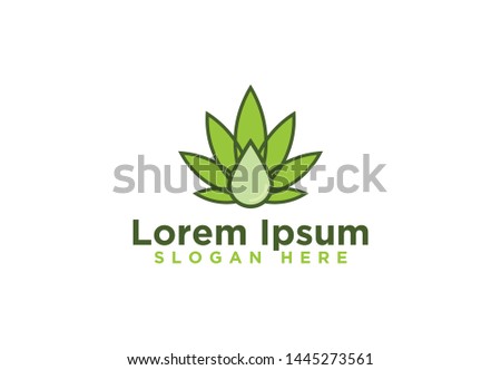 Cannabis Leaf, Drop Oil / Water, Logo Design, Vector Illustration